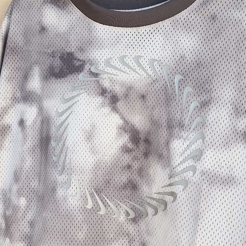 NIKE Icon Clash Gray Mesh Tee Plus 1X Boxy Drawstring Hem Athletic Top Oversized - Picture 5 of 11